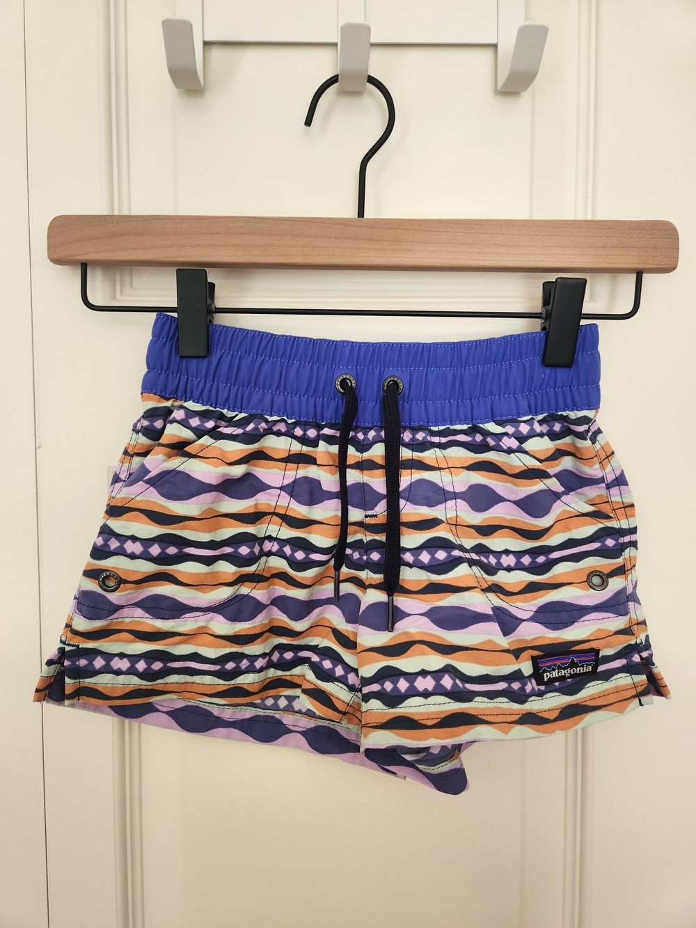 Patagonia Kid's Patterned Elastic-Waist Shorts Purple/Orange Sustainable Recycle